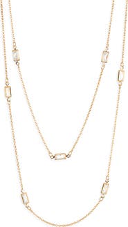 NORDSTROM RACK Baguette Cubic Zirconia Station Layered Necklace