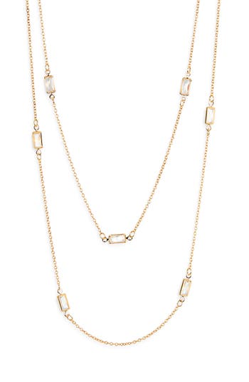 Nordstrom Rack Baguette Cubic Zirconia Station Layered Necklace In Gold