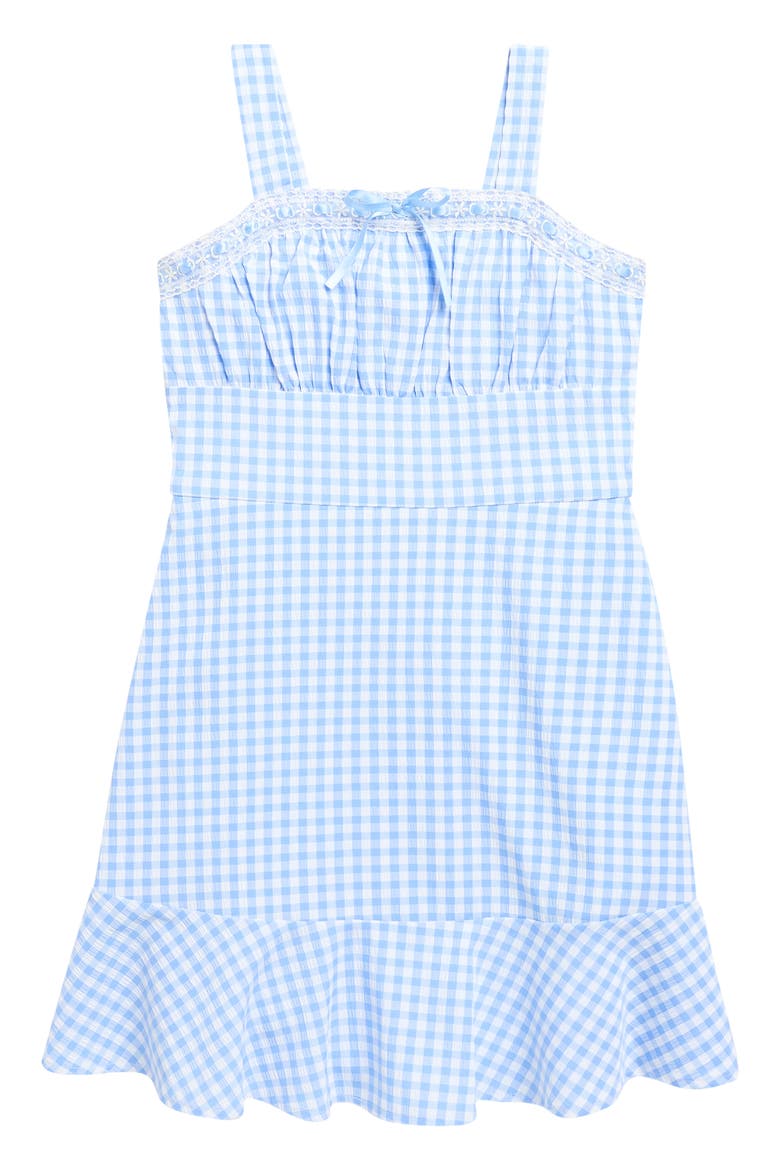 Kids' Emma Gingham Ruffle Hem Dress, Main, color, BLUE