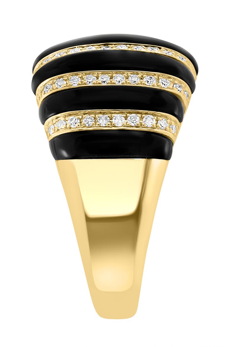 14K Yellow Gold Black Onyx Diamond Ribbed Ring, Alternate, color, 14K Gold