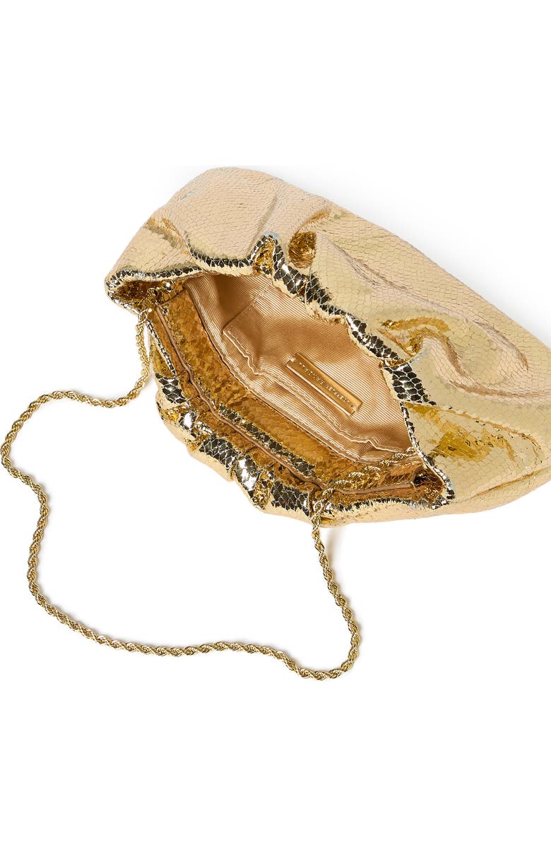 Loeffler Randall Serena Snakeskin Embossed Leather Clutch, Alternate, color, Light Gold