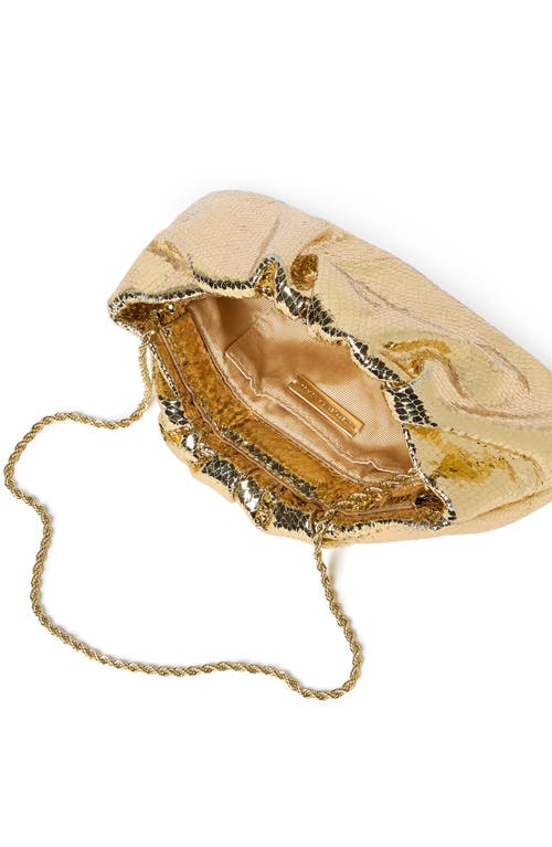 Loeffler Randall Serena Snakeskin Embossed Leather Clutch In Gold