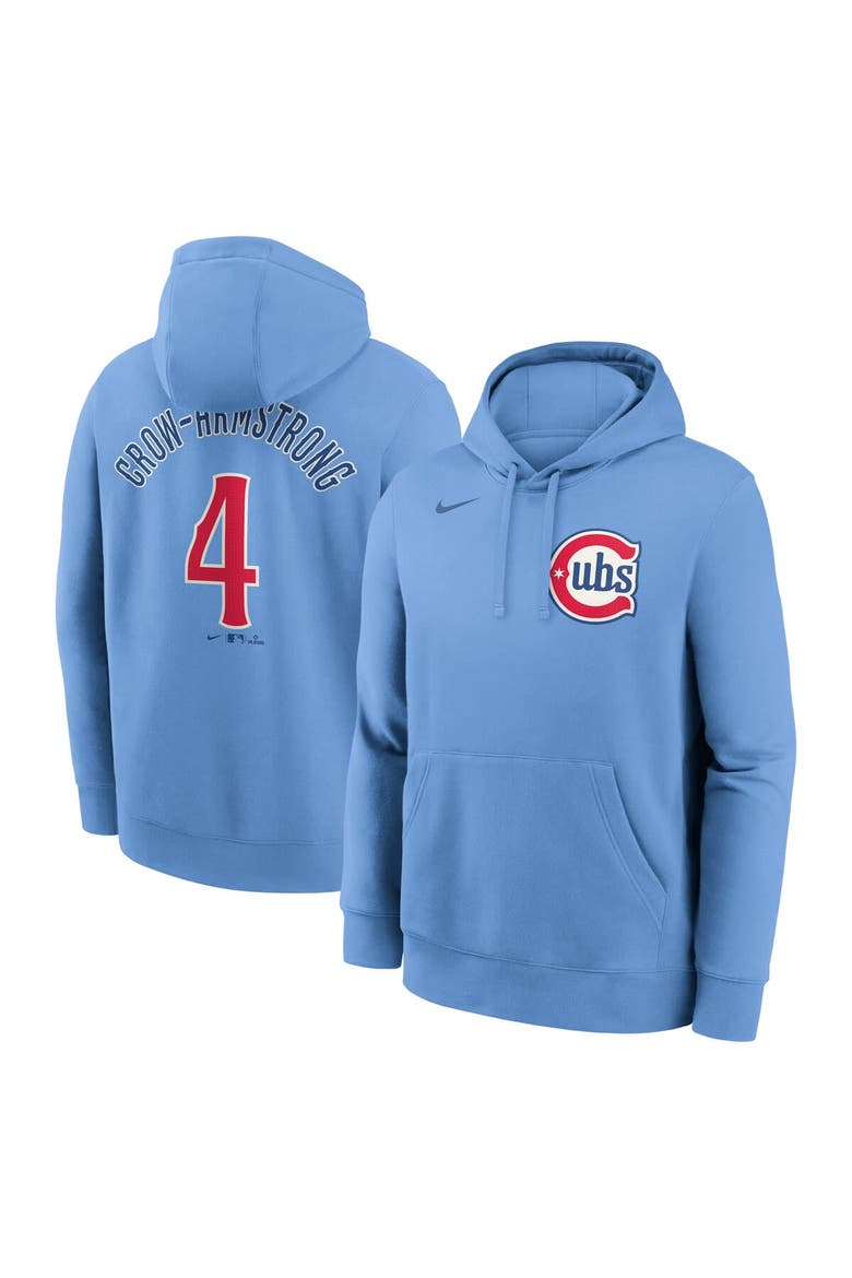 Men's Nike Pete Crow-Armstrong Light Blue Chicago Cubs Player Name & Number Club Fleece Pullover Hoodie, Alternate, color, Light Blue