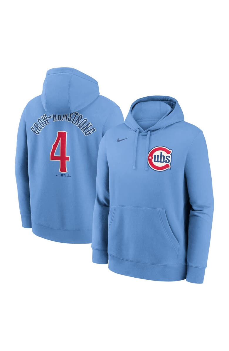 Nike Men's Nike Pete Crow-Armstrong Light Blue Chicago Cubs Player Name & Number Club Fleece Pullover Hoodie, Alternate, color, Light Blue