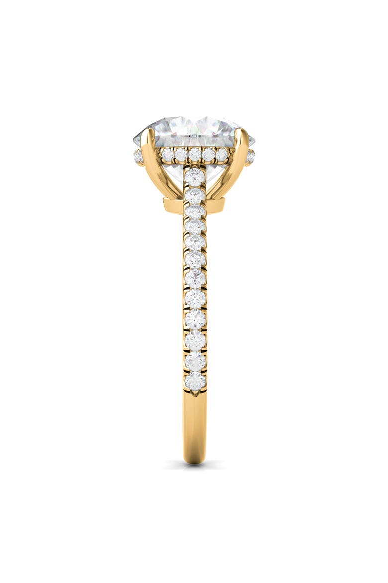 Round Brilliant Cut Pavé Lab Grown Diamond Ring, Alternate, color, 3.00 CTW 18K YELLOW GOLD