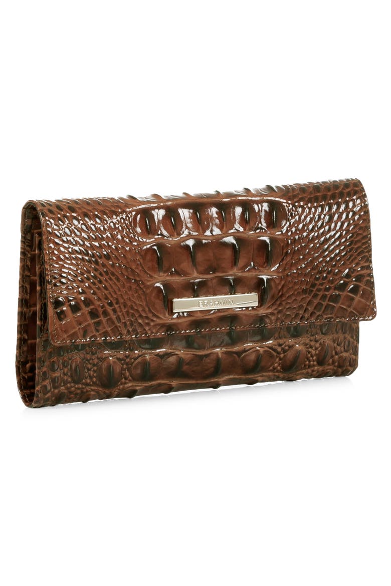 Cordelia Croc Embossed Leather Wallet, Alternate, color, PECAN