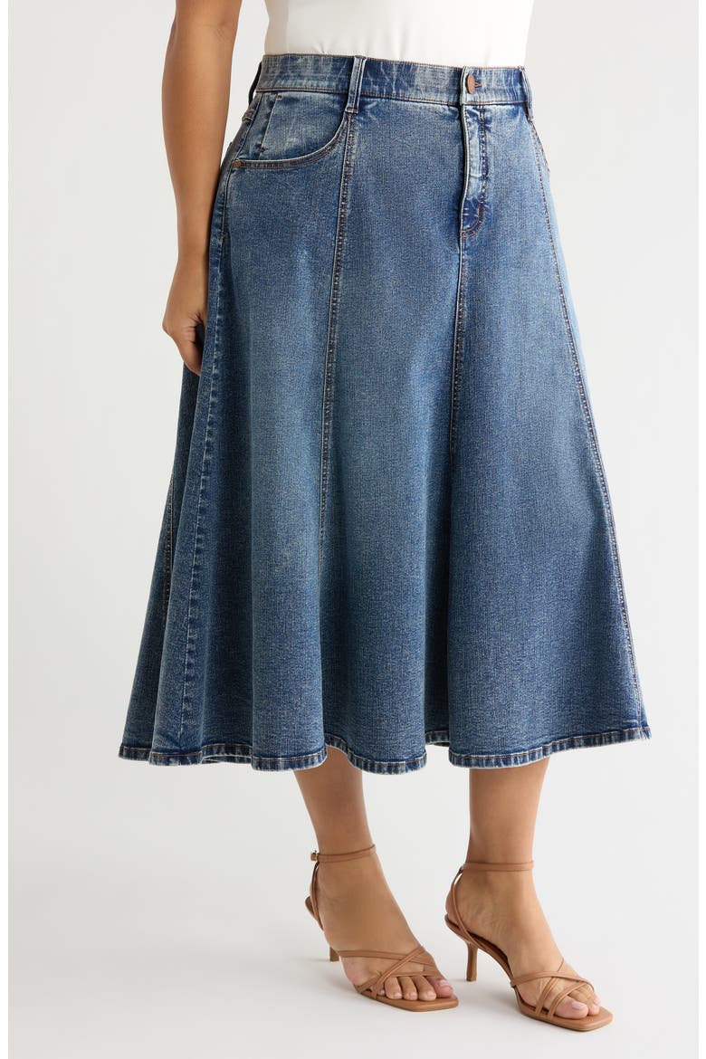Denim A-Line Skirt, Alternate, color, BLUE ARTISANAL