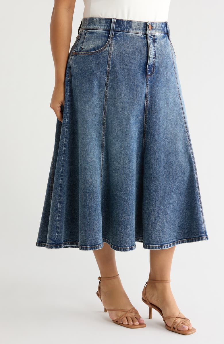 Wit & Wisdom Denim A-Line Skirt, Alternate, color, Blue Artisanal