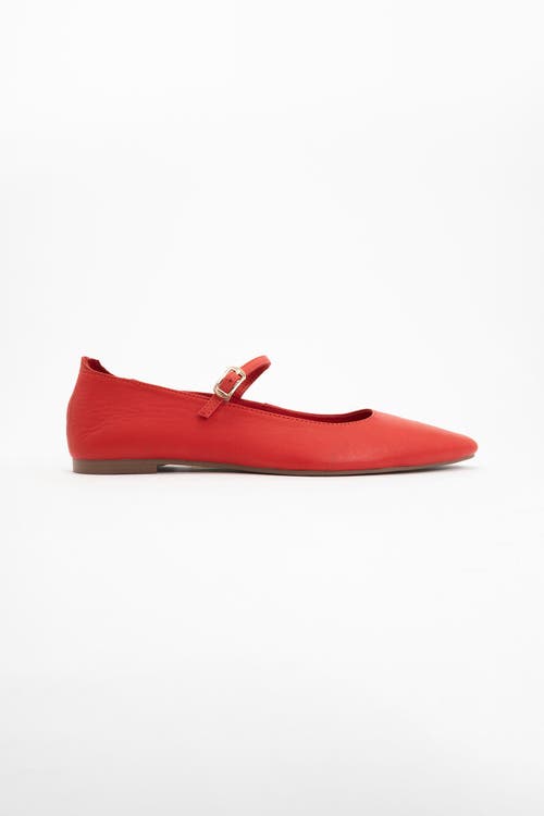 Forever & Always Shoes Lara Leather Mary Jane Flats In Red Leather