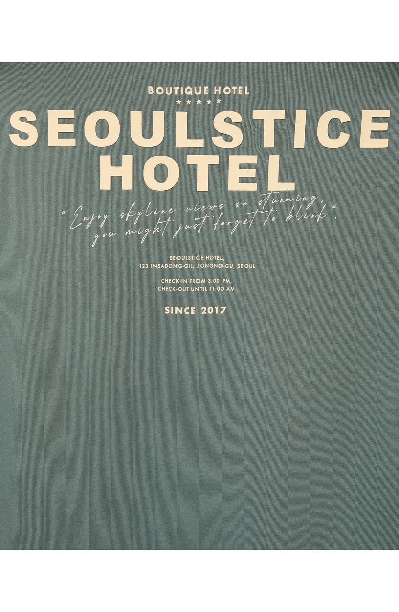 MANGO Seoulstice Hotel Graphic Sweatshirt, Alternate, color, Green