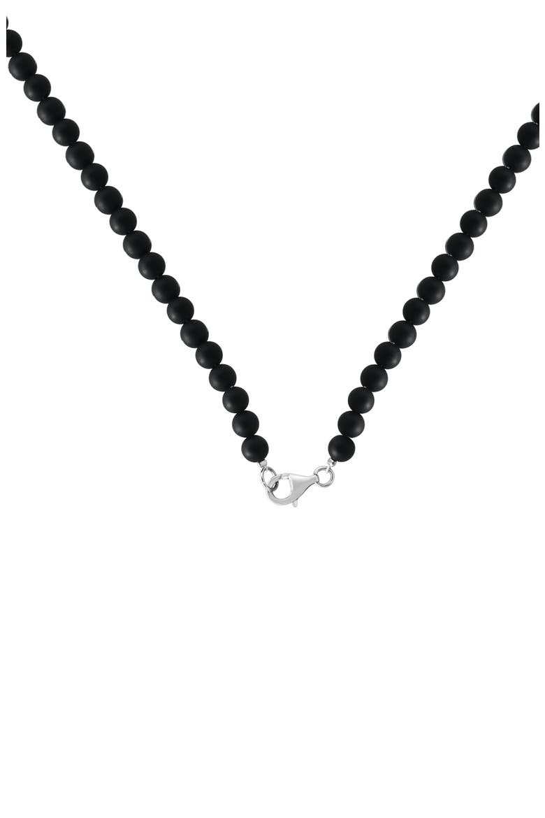 Sterling Silver Black Tahitian Pearl & Onyx Bead Necklace, Alternate, color, BLACK