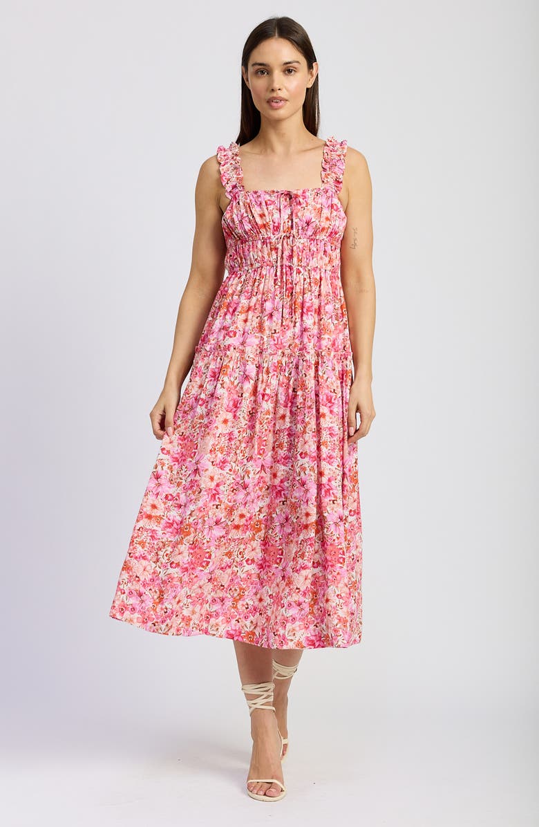 En Saison Floral Ruffle Strap A-Line Midi Dress, Alternate, color,
