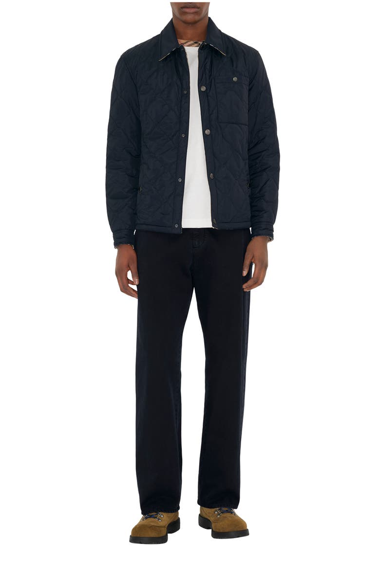 Burberry Reversible Quilted Nylon Overshirt, Main, color, Navy