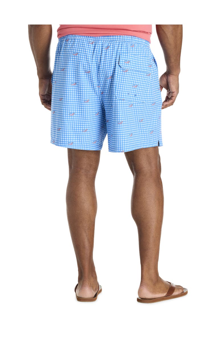 vineyard vines Big & Tall Flag Whale Swim Trunks, Alternate, color, Gingham Tide Blue