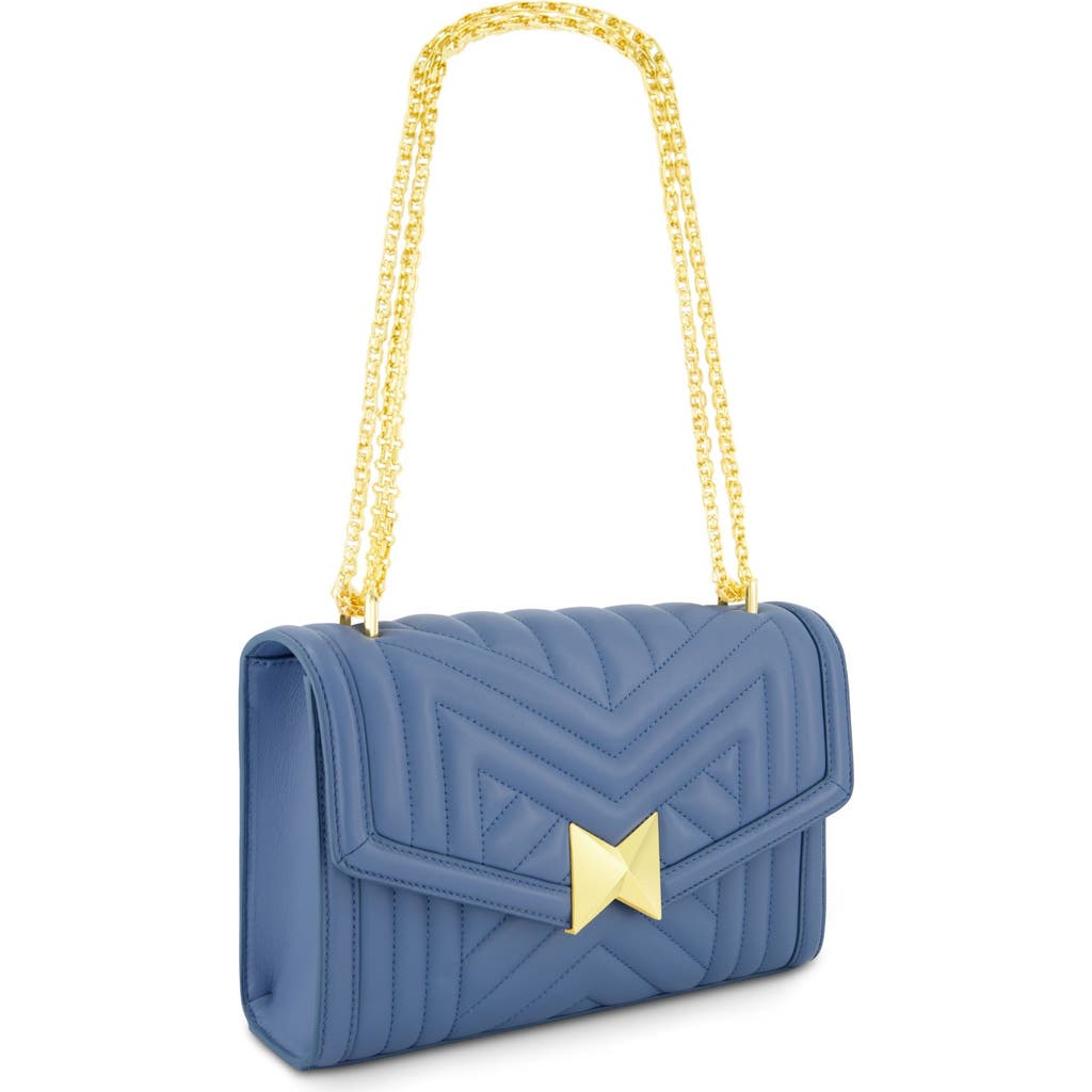 Mac Duggal Gold Chain Quilted Napa Leather Handbag In Twilight