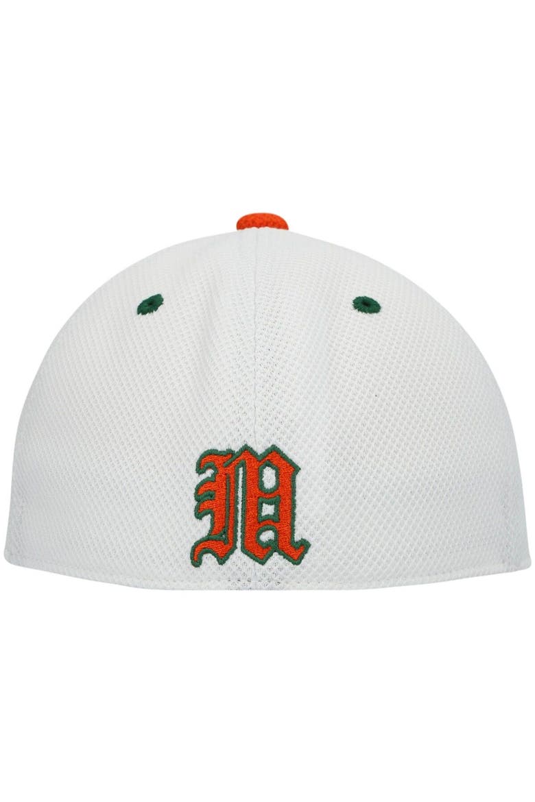 Men's adidas White Miami Hurricanes On-Field Baseball Fitted Hat, Alternate, color, White