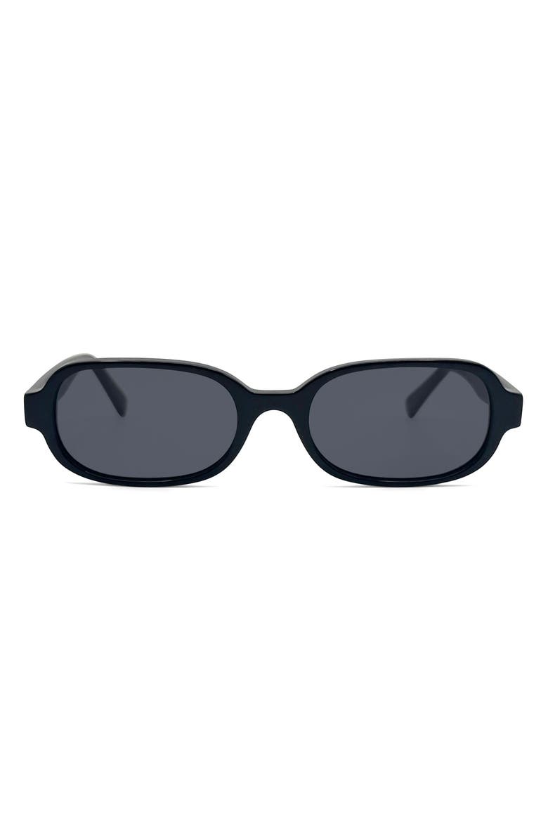 Rebecca Minkoff Chelsea 52mm Slim Rectangular Sunglasses, Main, color, Black