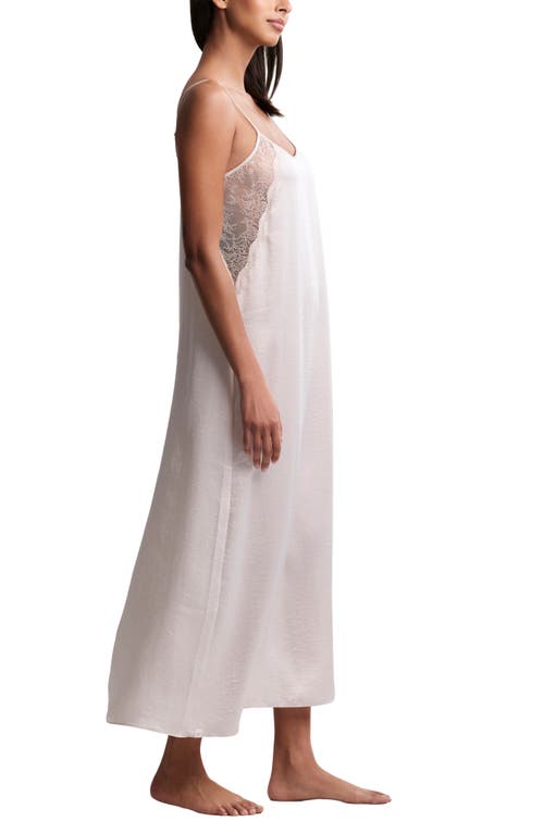 Barefoot Dreams Liquid Lace Trim Satin Nightgown In Brown