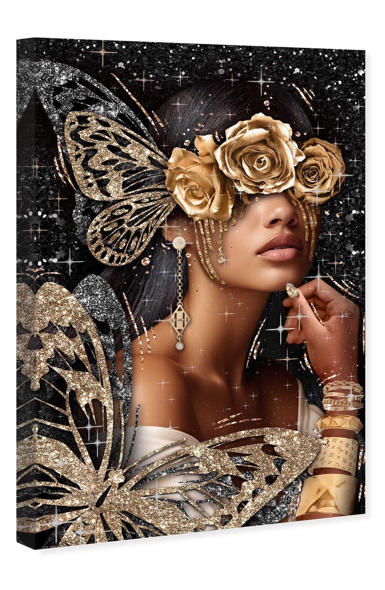 Wynwood Studio Golden Butterfly Goddess Canvas Wall Art, Alternate, color, Gold