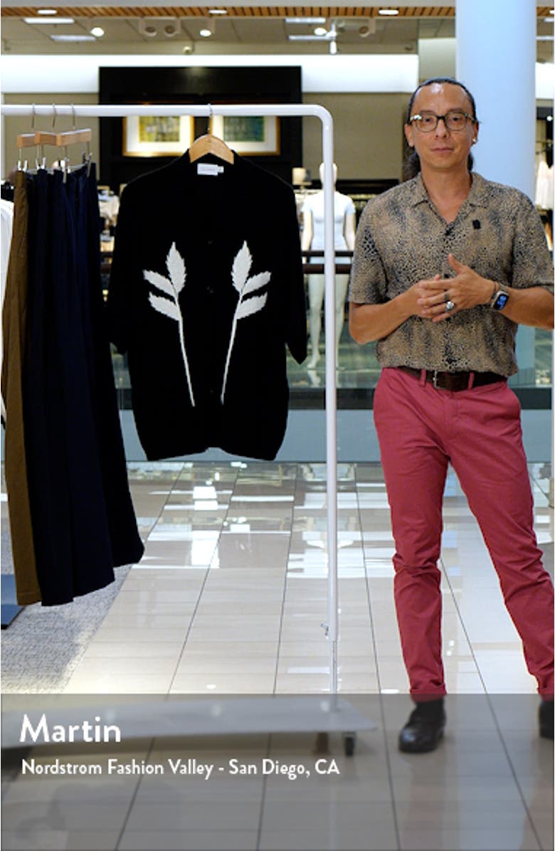 Floral Embroidered Short Sleeve Milano Stitch Camp Shirt, sales video thumbnail