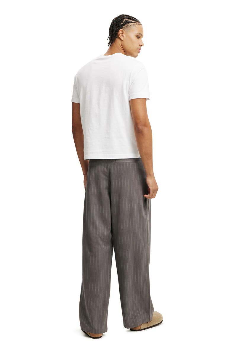 Cotton On Men's Super Baggy Pleated Pant, Alternate, color, Charcoal Pinstripe
