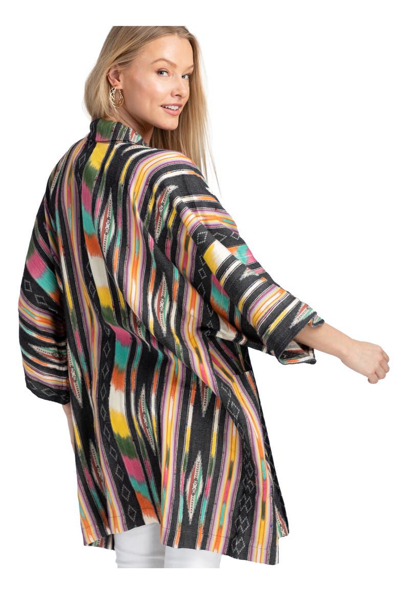 Ikat Stripe Cardigan, Alternate, color, BLACK