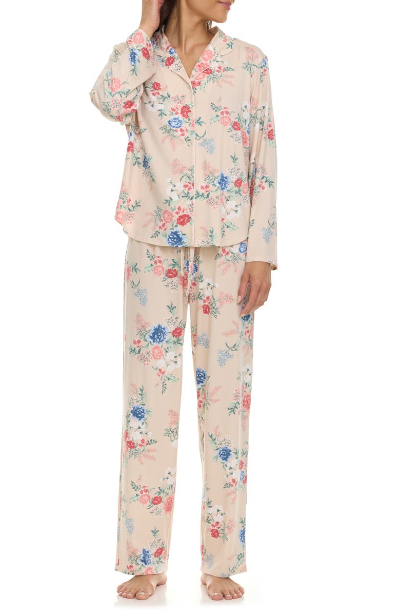 Flora By Flora Nikrooz Lindsey Collared Knit Pajamas, Alternate, color, Sand