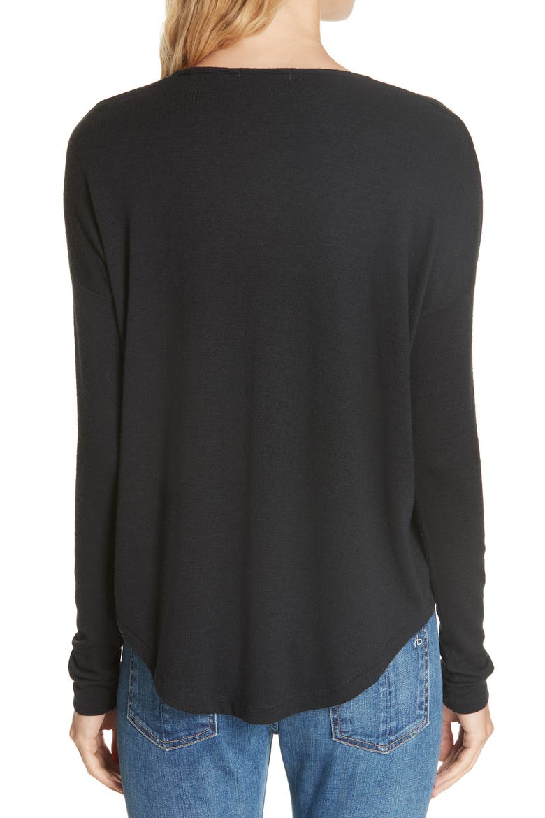 The Knit Long Sleeve Tee, Alternate, color, BLACK