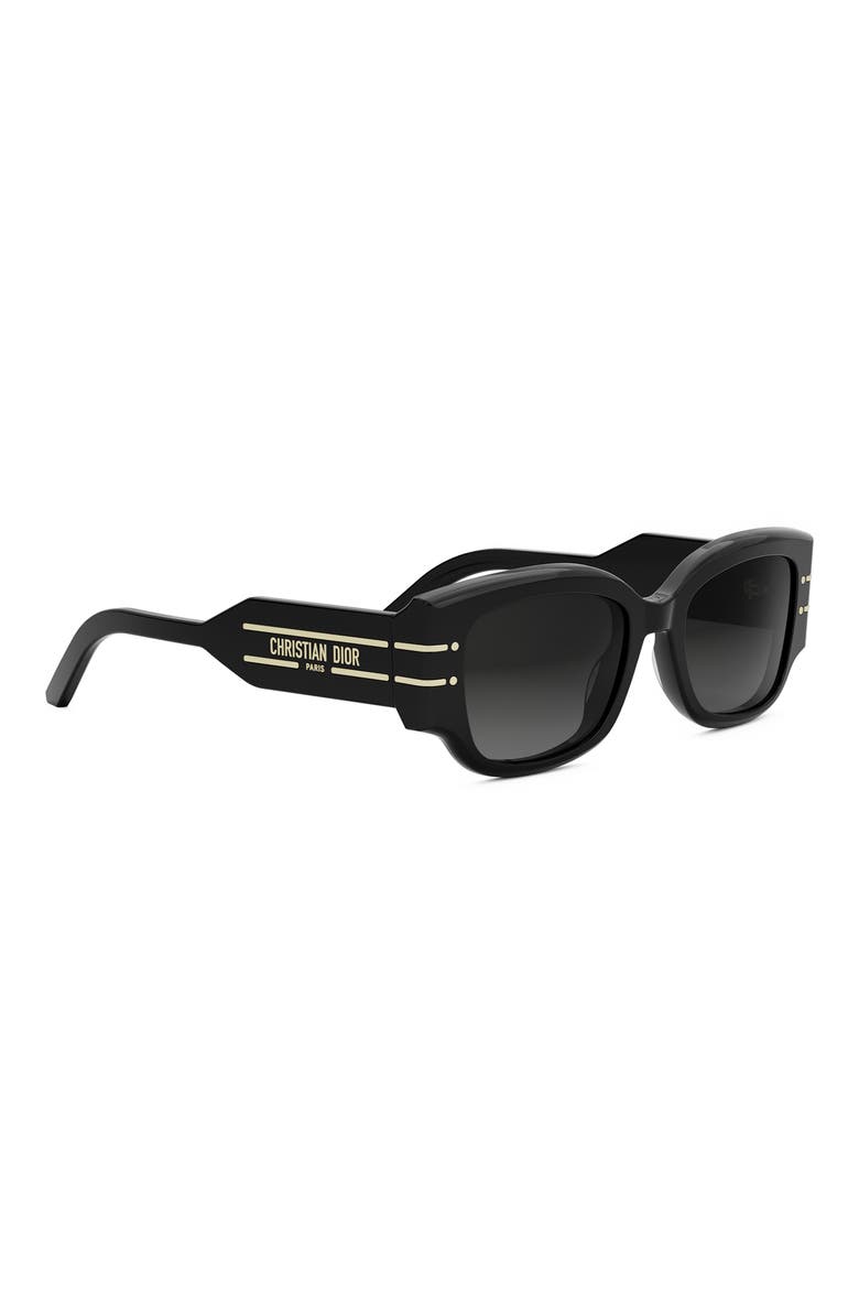 'DiorSignature S13I 52mm Rectangular Sunglasses, Alternate, color, SHINY BLACK / GRADIENT SMOKE