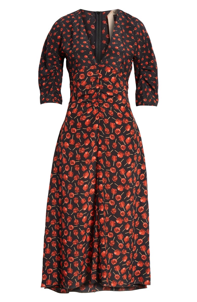 N°21 Nº21 Candy Apple Print Silk Midi Dress, Alternate, color, 