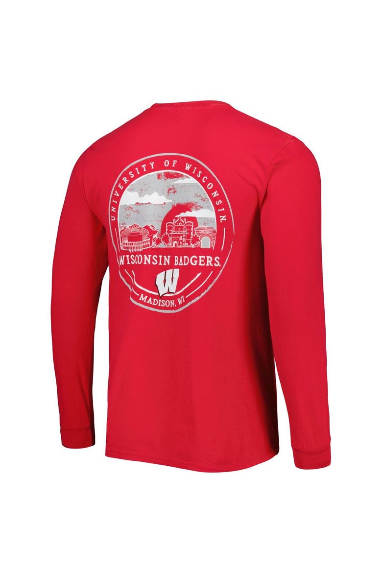 Men's Red Wisconsin Badgers Circle Campus Scene Long Sleeve T-Shirt, Alternate, color, Red