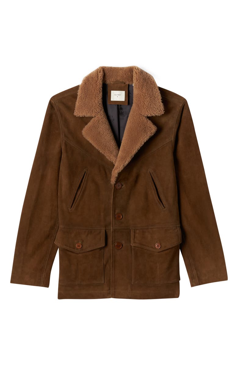 Billy Reid Bruce Genuine Shearling Trimmed Goat Suede Jacket, Alternate, color,
