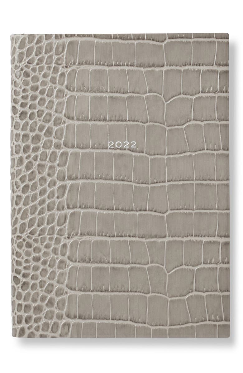 Smythson Smythoson Mara Soho Croc Embossed Leather 2022 Diary, Main, color,
