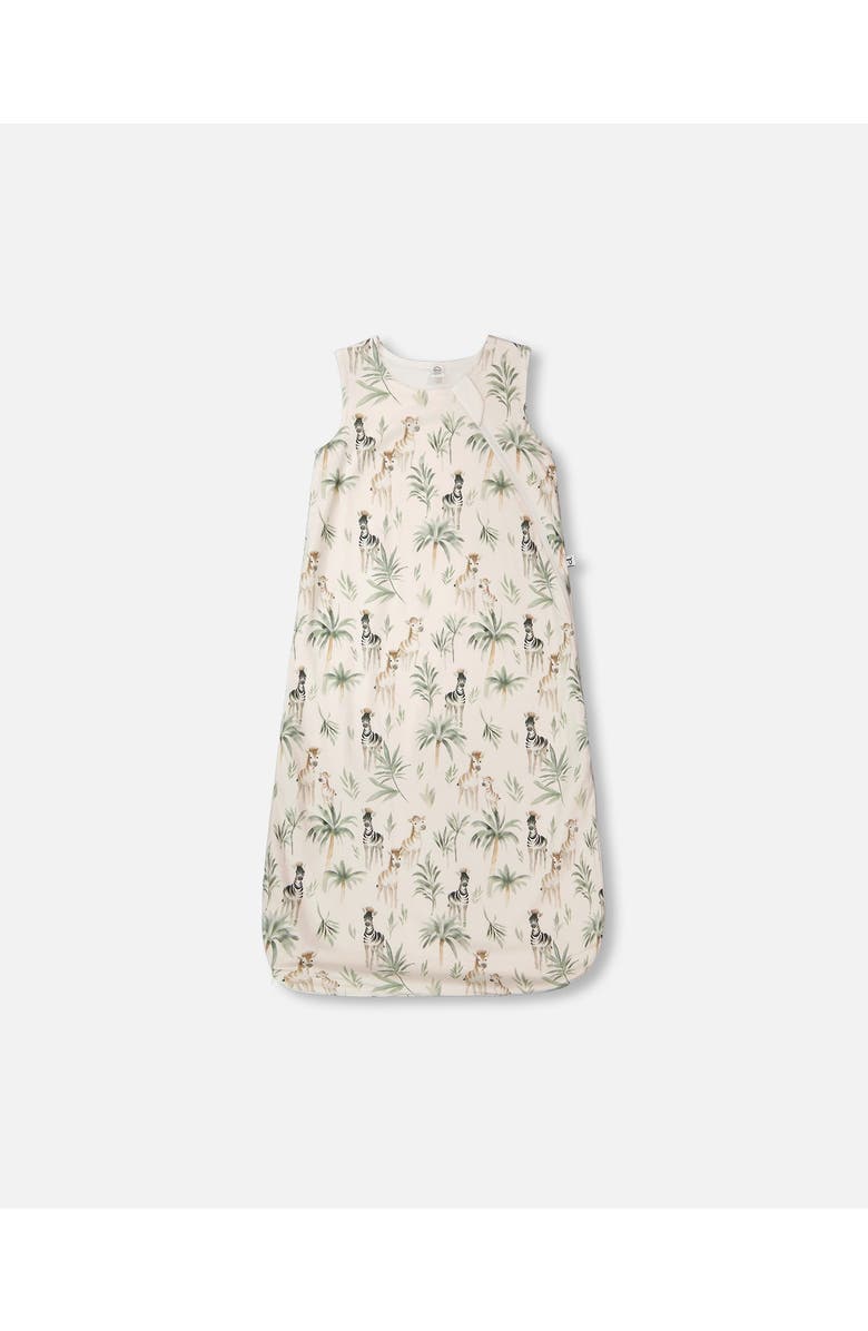Deux par Deux Organic Cotton Jersey Muslin Zebra Printed Sleep Sack, Main, color, Beige Zebra Print