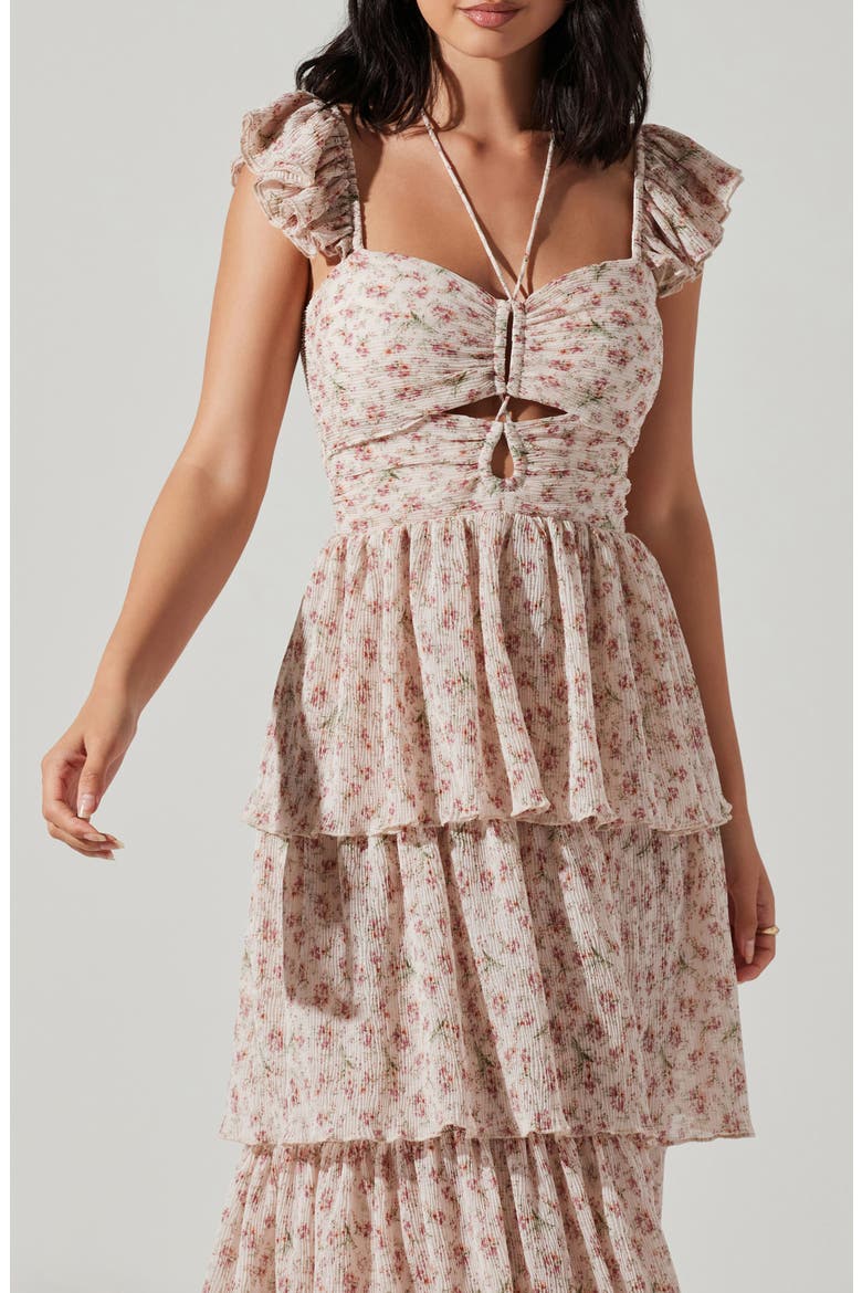 Emmeline Floral Tiered Dress, Alternate, color, PINK PETITE FLORAL