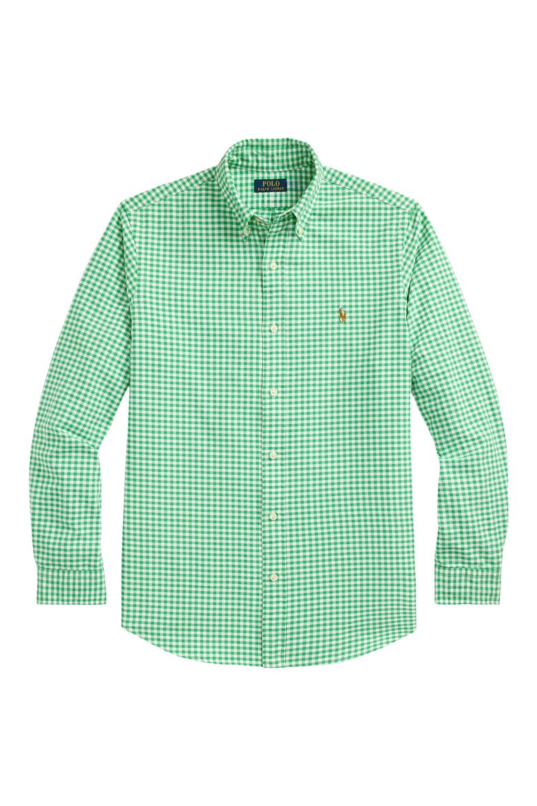 Gingham Classic Fit Oxford Button-Down Shirt, Alternate, color, 4338H SUMMER EMERALD/ WHITE
