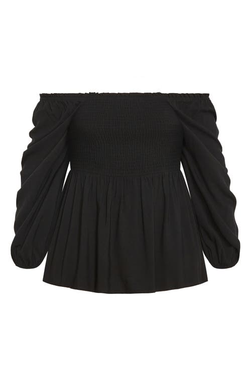 CITY CHIC CITY CHIC POPPY SMOCKED PEPLUM TOP