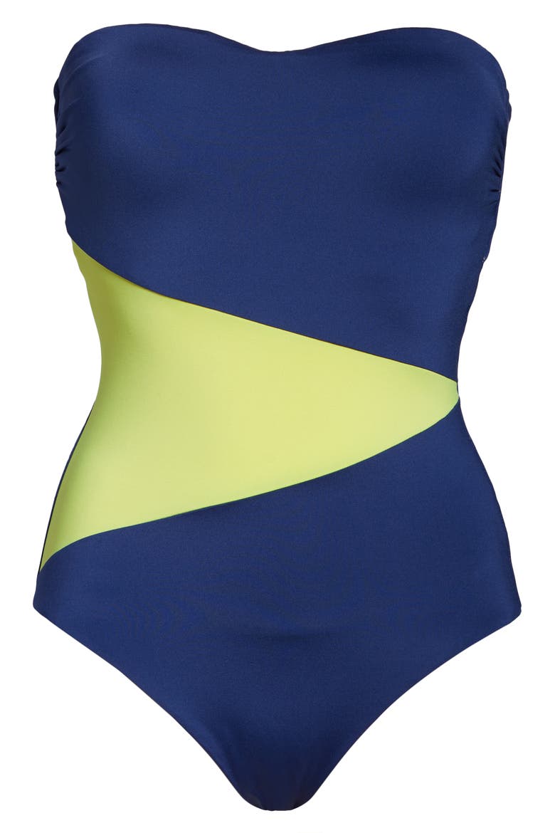 In the Loop Bandeau One-Piece Swimsuit, Alternate, color, BLUE OPAL