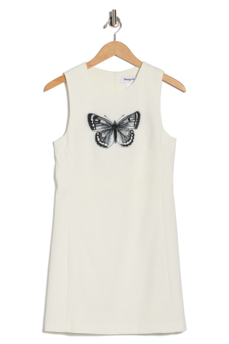 Butterfly Print Sleeveless Dress, Alternate, color, WHITE