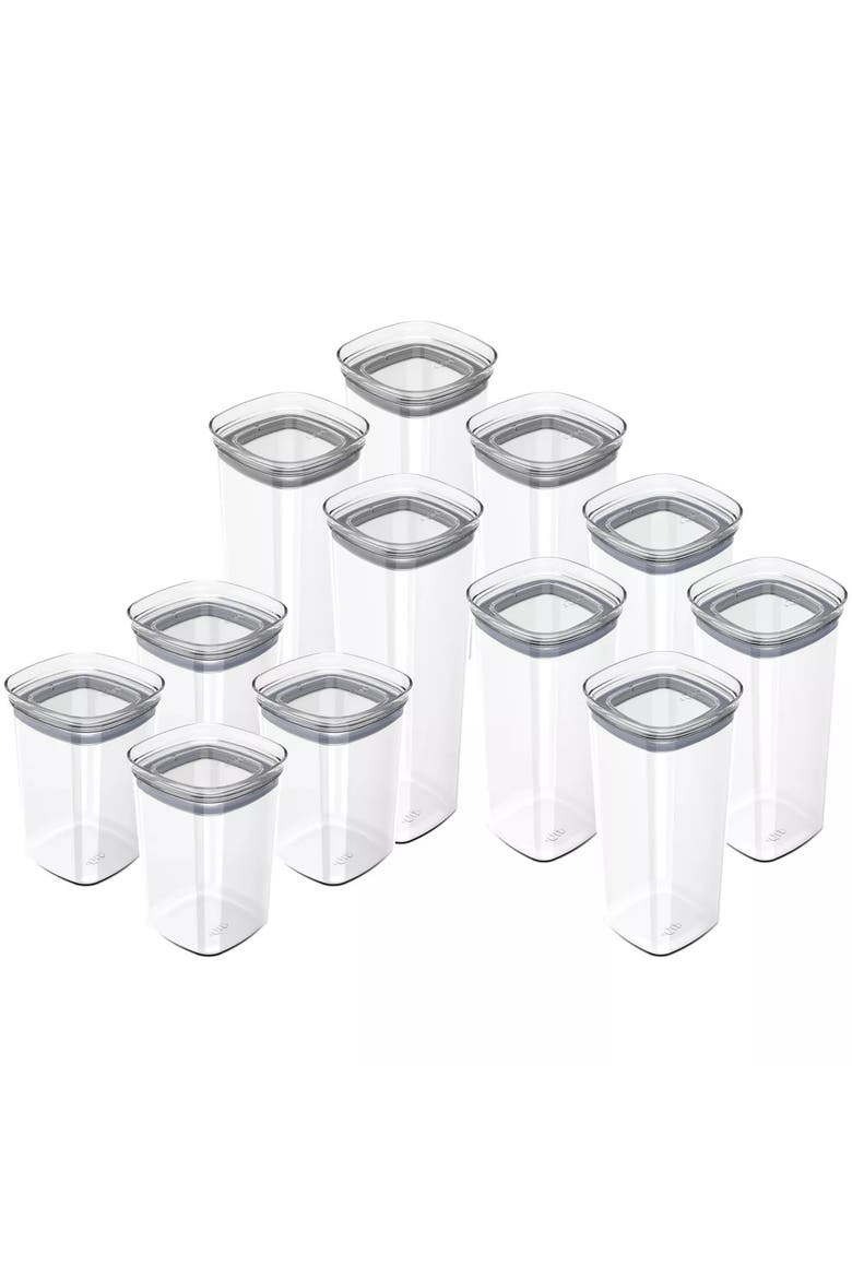 Airtight Clear Stackable Food Storage Container Set with Leak Proof Lid, Main, color, Clear