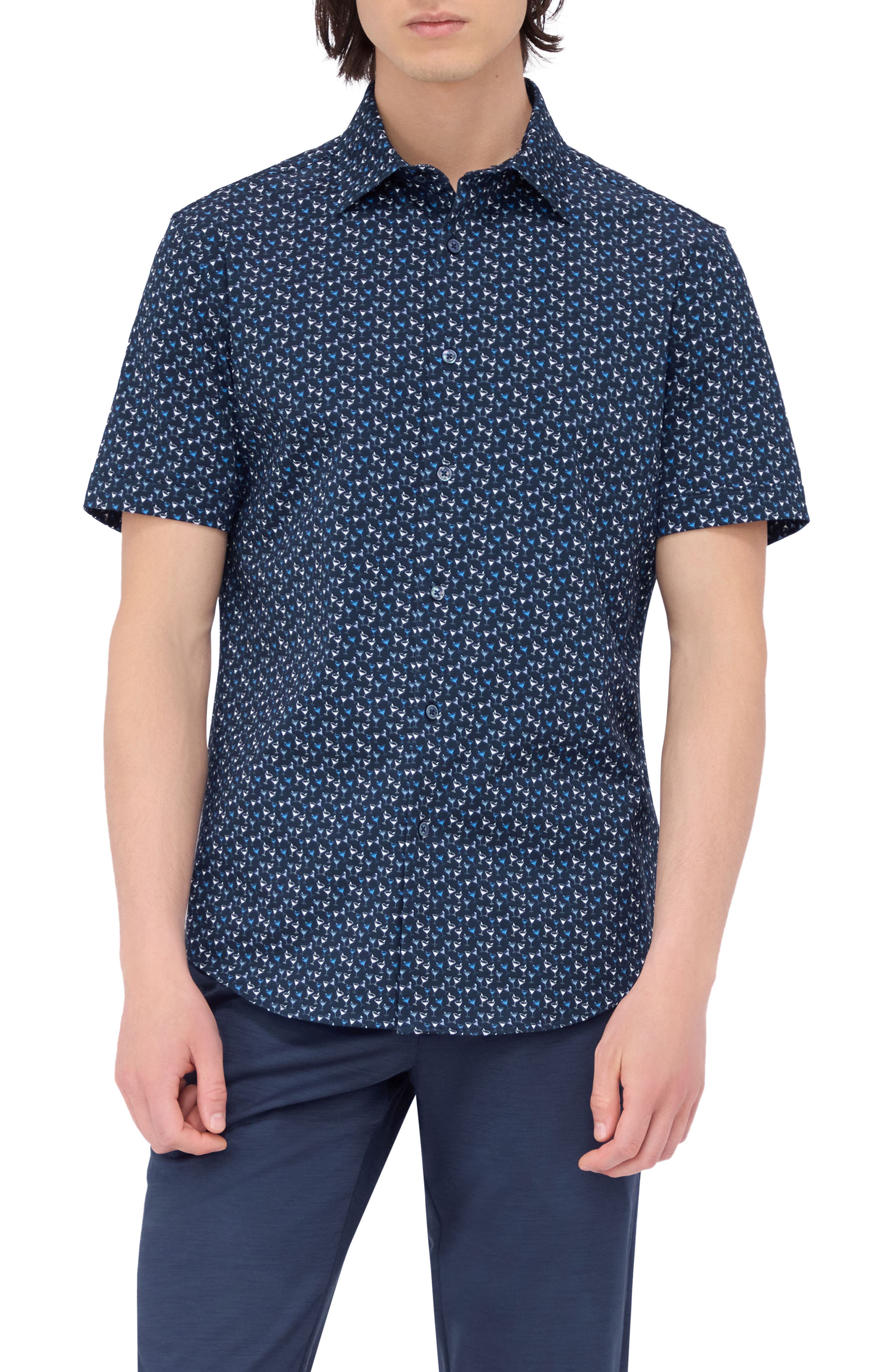 Miles OoohCotton Barware Print Short Sleeve Button-Up Shirt
