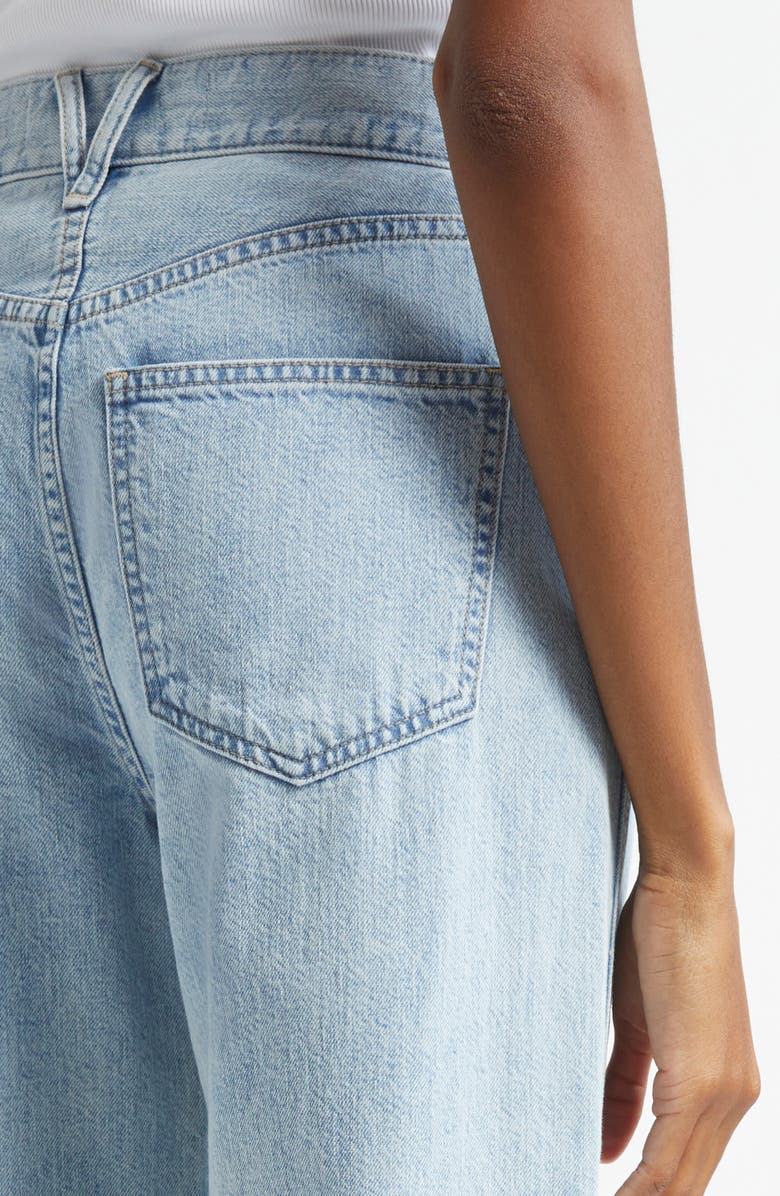 Veronica Beard Taylor Raw Hem High Waist Ankle Wide Leg Jeans, Alternate, color, Pale Stone