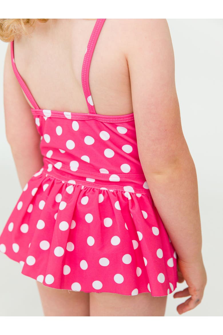 Girls UPF50+ Big Bow Skirted One Piece, Alternate, color, Hot Pink Polka Dot