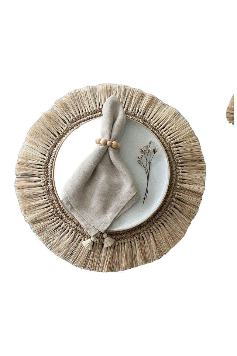 Fique Fringe Placemats Set of 4, Alternate, color, Natural