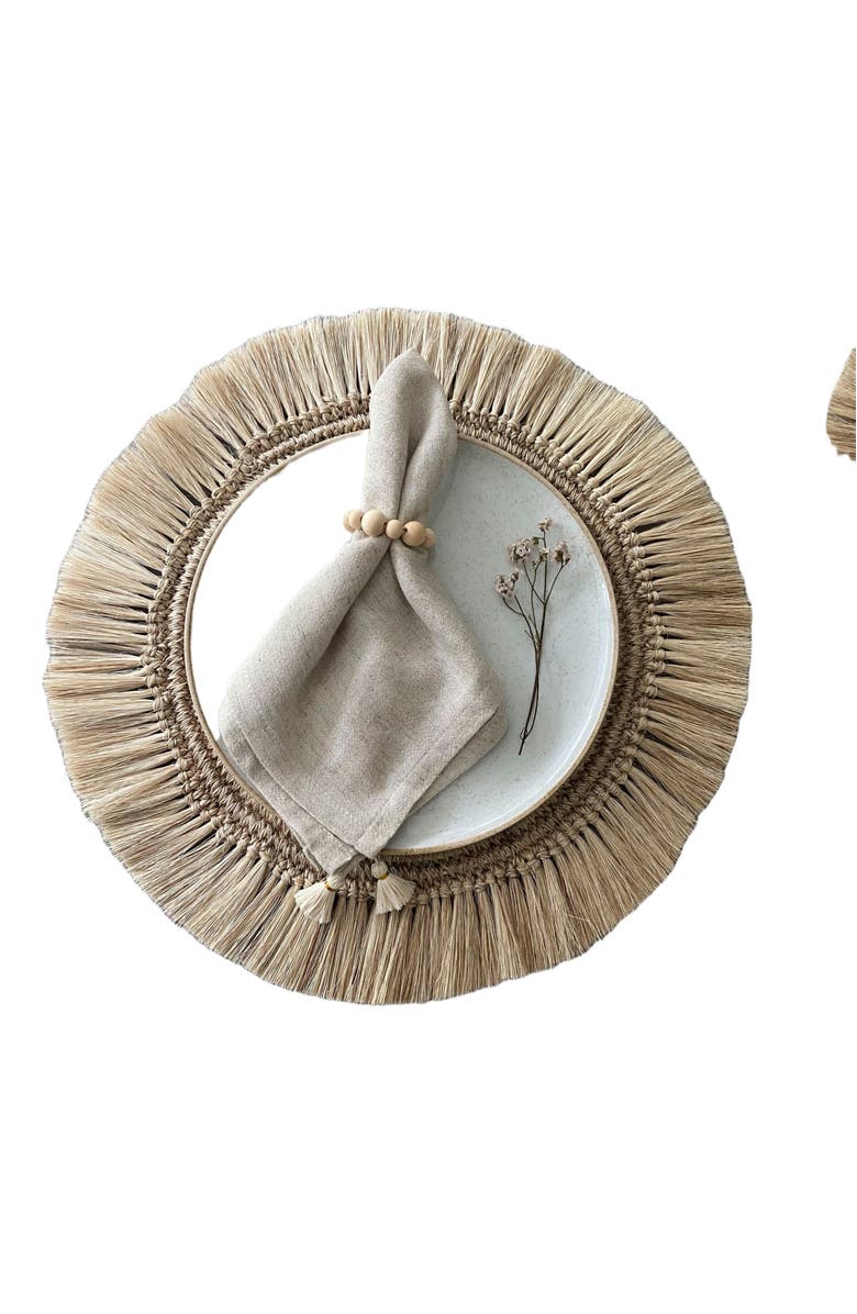 Tallo de Olivo Fique Fringe Placemats Set of 4, Alternate, color, Natural