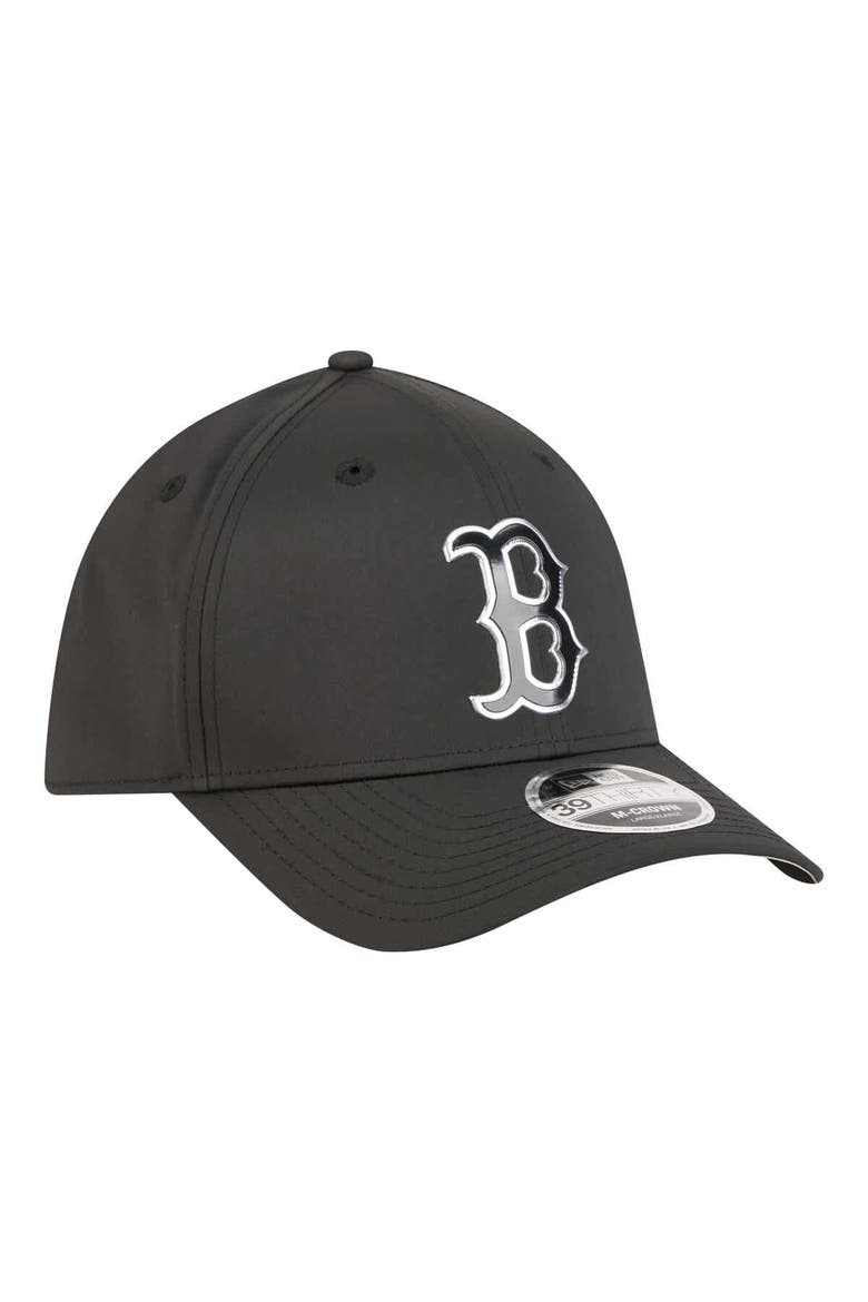 Men's New Era  Black Boston Red Sox Metallic 39THIRTY M-Crown Flex Hat, Alternate, color, Black
