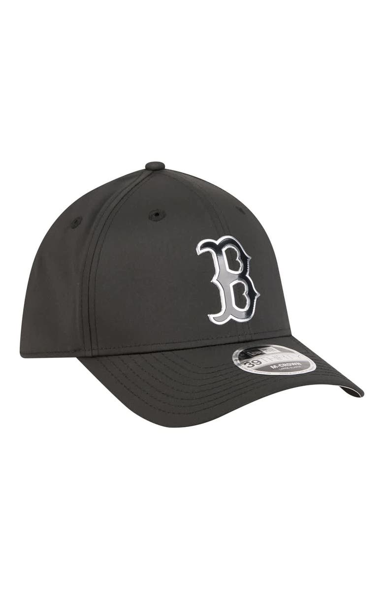 New Era Men's New Era  Black Boston Red Sox Metallic 39THIRTY M-Crown Flex Hat, Alternate, color, Black