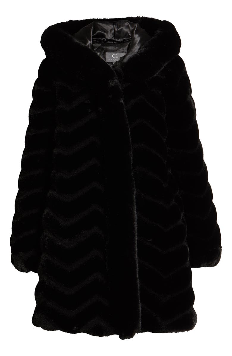 Gallery Grooved Faux Fur Hooded Jacket, Alternate, color, Black