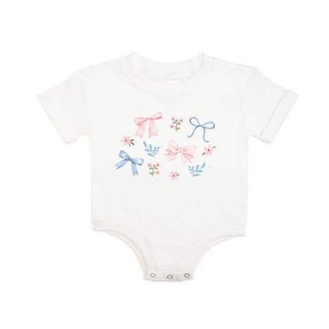 Floral & Bow Watercolor Short Sleeve Romper (Baby)