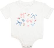 Sweet Wink Floral & Bow Watercolor Short Sleeve Romper